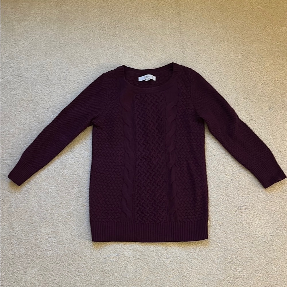 Women's Cable Knit Sweater - Deep Purple